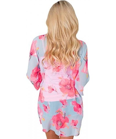 Women's Cardigan-Sheer Kimono Loose Summer Floral Print Cover Ups Pbl $13.88 Swimsuits