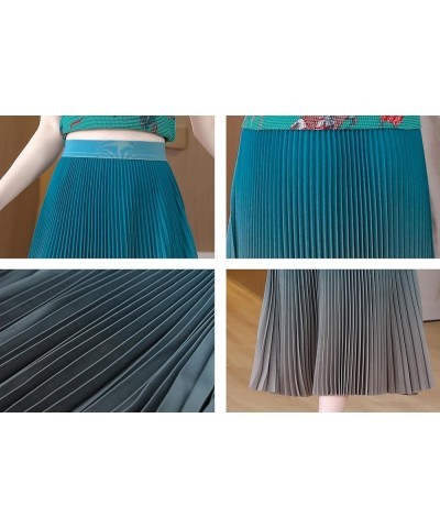 Women's Pleated A Line Elastic Waist Print Gradient Skirt Midi (Outlet,Short in Size) 22514-a Style $17.63 Skirts