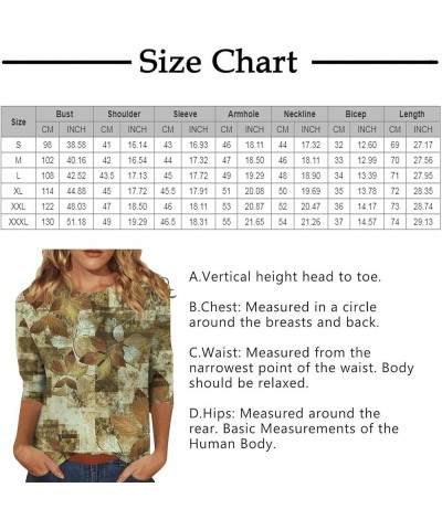 3/4 Sleeve Tops for Women Casual Floral Print Spring Tops Crewneck Basic Tees Tunic Tops to Wear with Leggings 03-army Green ...