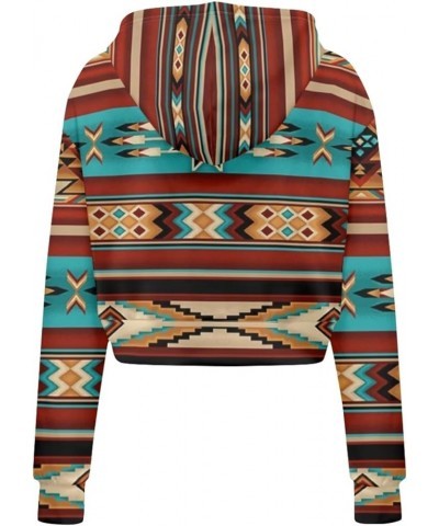 Women Zip Up Hoodie Jacket Sweatshirt Casual Long Sleeve Crop Pullover Top Shirt Drawstring Streetwear Southwest Aztec $13.86...