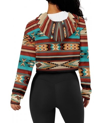 Women Zip Up Hoodie Jacket Sweatshirt Casual Long Sleeve Crop Pullover Top Shirt Drawstring Streetwear Southwest Aztec $13.86...