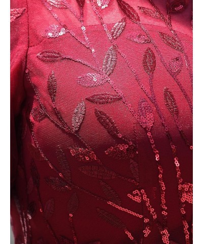 Women's Plus Size Floral Sequin Embroidery Mermaid Tulle Evening Party Wedding Guest Dress 77071 Burgundy $45.57 Dresses