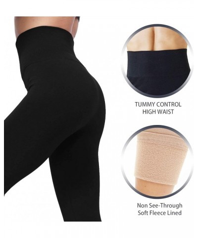 Fleece Lined Leggings Women Thick High Waisted Leggings Winter Warm Tights Cream Beige $11.79 Leggings