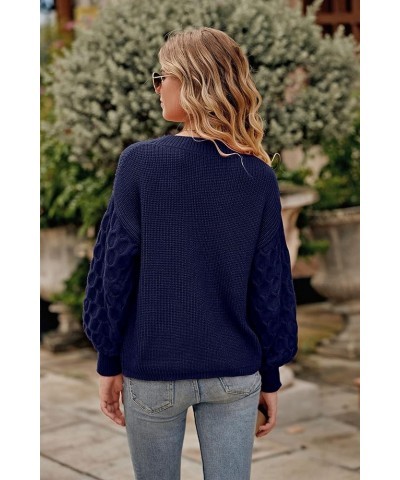 Women's 2024 Winter Pullover Sweater Casual Long Sleeve Crewneck Loose Chunky Knit Jumper Tops Blouse Navy $29.49 Sweaters