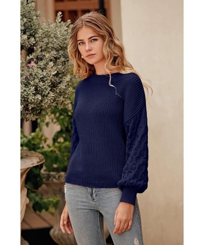 Women's 2024 Winter Pullover Sweater Casual Long Sleeve Crewneck Loose Chunky Knit Jumper Tops Blouse Navy $29.49 Sweaters