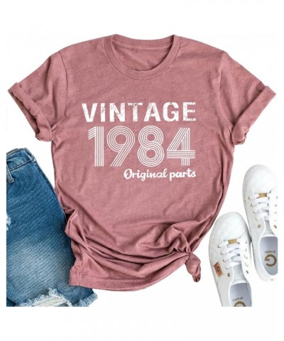 Vintage 1984 Original Parts Shirt Tops for Women 40th Birthday Gifts T Shirts 1984 40th Birthday Party Ideas Tee Shirts Pink ...