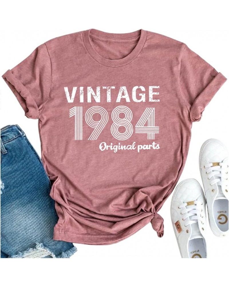 Vintage 1984 Original Parts Shirt Tops for Women 40th Birthday Gifts T Shirts 1984 40th Birthday Party Ideas Tee Shirts Pink ...