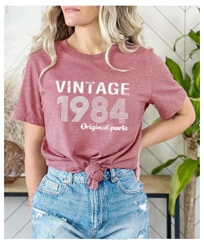 Vintage 1984 Original Parts Shirt Tops for Women 40th Birthday Gifts T Shirts 1984 40th Birthday Party Ideas Tee Shirts Pink ...