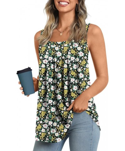 Women's 2024 Summer Tank Tops Square Neck Casual Tunic Sleeveless Blouse A-hawthorn Flower $12.50 Tops