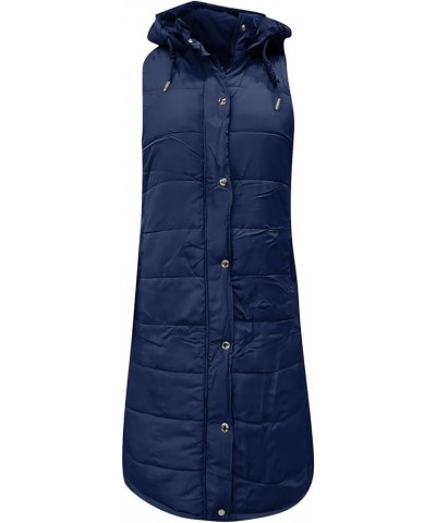 Women's Puffer Vest Winter Jackets Temperament Sleeveless Cardigan Mid-Length Cotton Vest Coat Jackets, S-5XL 3-blue $20.17 V...