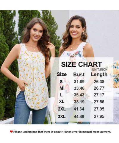 Women's 2024 Summer Tank Tops Square Neck Casual Tunic Sleeveless Blouse A-hawthorn Flower $12.50 Tops