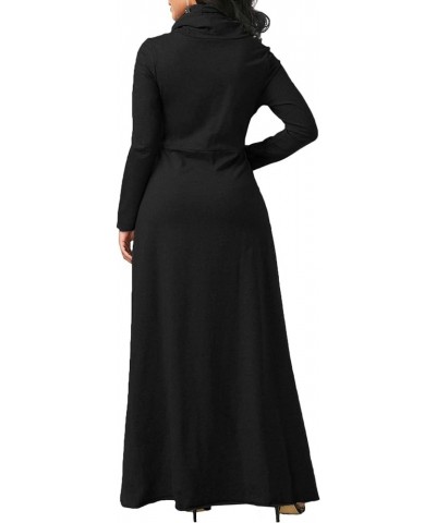 Womens Turtleneck Long Sweatshirt Dresses Sweatshirt Plus Size Floor Length Sweatshirt Dress Tunic with Pocket Black $18.69 D...