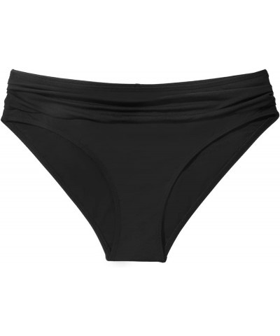 Women's Ruched Bikini Bottoms Mid Waist Tummy Control Swim Bottoms Scrunch Ruffle Bathing Suit Bottom Black $14.99 Swimsuits