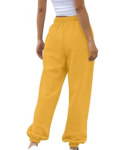 Sweatpants for Women Loose Fit Baggy High Waisted Fall Winter Cinch Bottom Joggers Pants with Pockets Yellow 16 $5.09 Pants