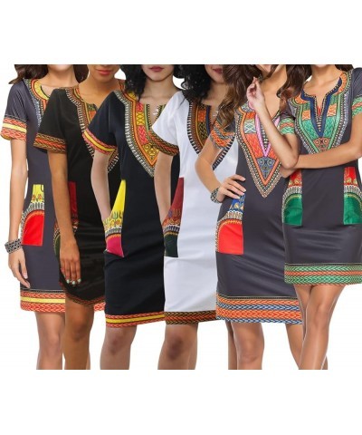 Women's African Tribe Dresses Bohemian Print Traditional Elegant Costume Clothes Blackyellow $11.19 Dresses