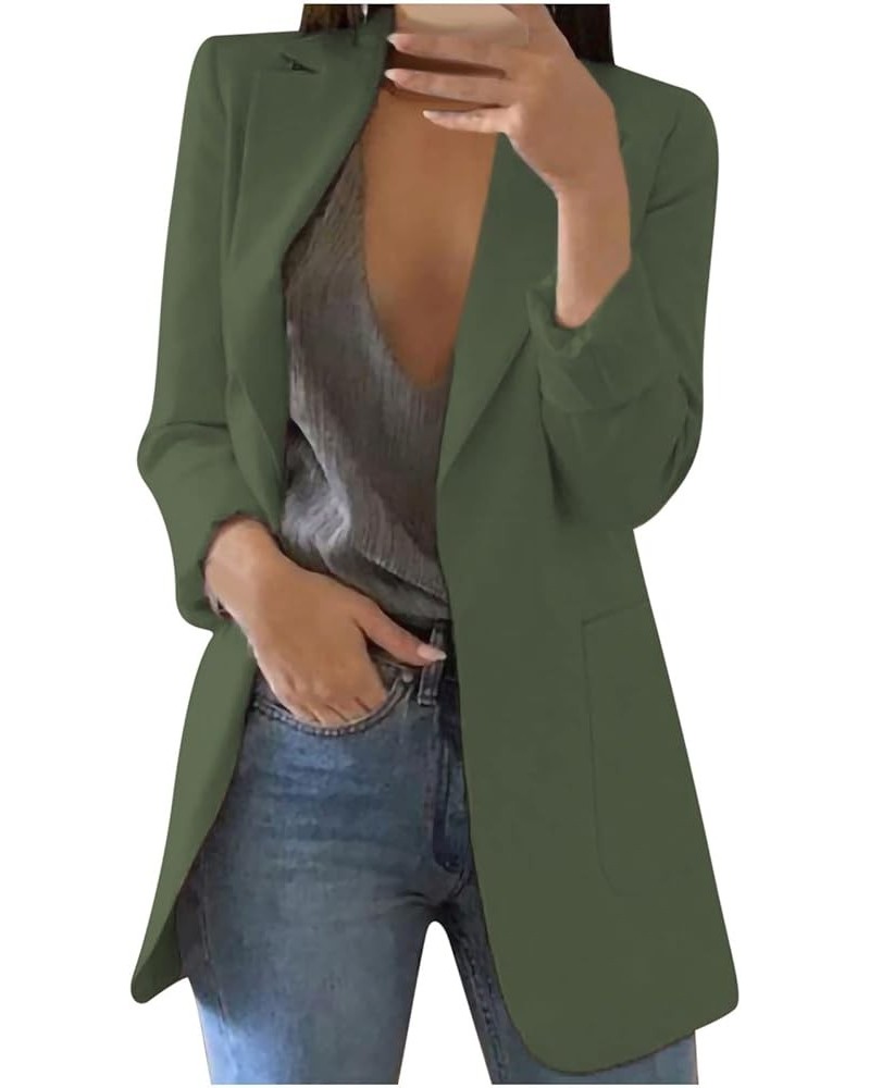 Women Casual Work Office Blazer Jacket Lightweight Oversized Open Front Business Lapel Button Business Plus Size Coat A03_arm...