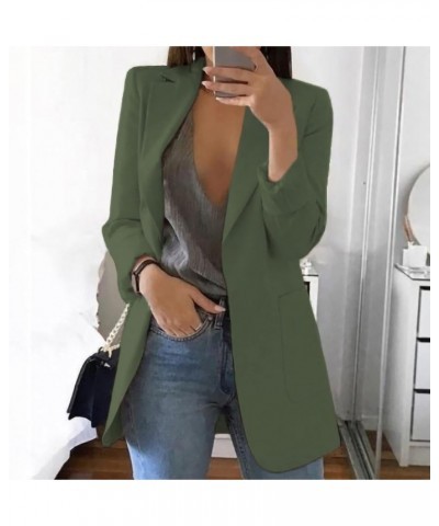 Women Casual Work Office Blazer Jacket Lightweight Oversized Open Front Business Lapel Button Business Plus Size Coat A03_arm...