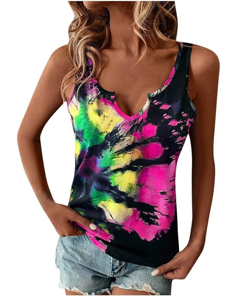 Summer Tie Dye Tank Tops for Women 2023 Fashion Notch V Neck Dressy Sleeveless Tees Shirt Basic Slim Tunic Halter Blouse 16ho...