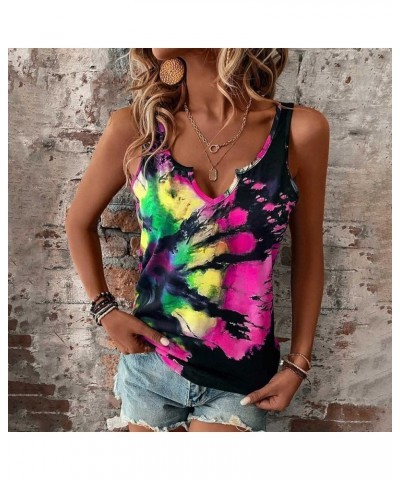 Summer Tie Dye Tank Tops for Women 2023 Fashion Notch V Neck Dressy Sleeveless Tees Shirt Basic Slim Tunic Halter Blouse 16ho...