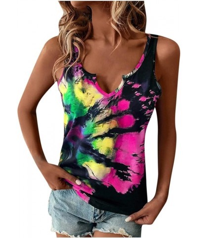 Summer Tie Dye Tank Tops for Women 2023 Fashion Notch V Neck Dressy Sleeveless Tees Shirt Basic Slim Tunic Halter Blouse 16ho...