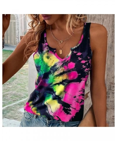 Summer Tie Dye Tank Tops for Women 2023 Fashion Notch V Neck Dressy Sleeveless Tees Shirt Basic Slim Tunic Halter Blouse 16ho...