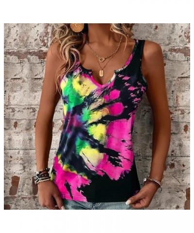 Summer Tie Dye Tank Tops for Women 2023 Fashion Notch V Neck Dressy Sleeveless Tees Shirt Basic Slim Tunic Halter Blouse 16ho...