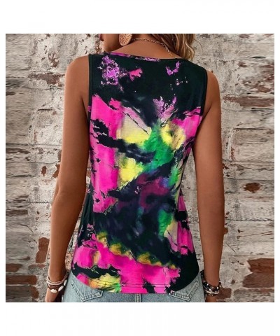 Summer Tie Dye Tank Tops for Women 2023 Fashion Notch V Neck Dressy Sleeveless Tees Shirt Basic Slim Tunic Halter Blouse 16ho...