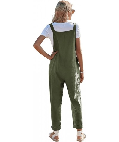 Women's Casual Sleeveless Straps Dual Pockets Tie Front Overall Jumpsuit Army Green $16.95 Overalls