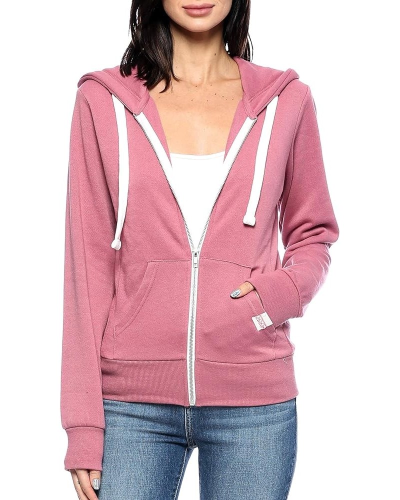 Womens Active Long Sleeve Fleece Zip Up Hoodie with Plus Size B1 Begonia Pink $18.19 Hoodies & Sweatshirts