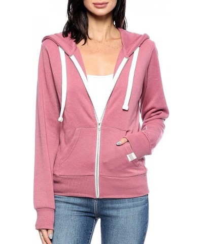 Womens Active Long Sleeve Fleece Zip Up Hoodie with Plus Size B1 Begonia Pink $18.19 Hoodies & Sweatshirts