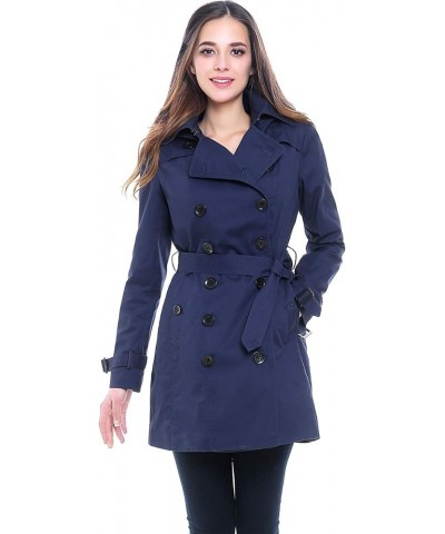 Women Leah Waterproof Hooded Mid Length Trench Coat Navy $34.85 Coats