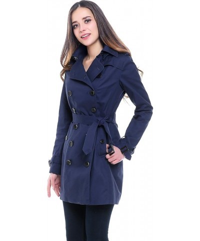 Women Leah Waterproof Hooded Mid Length Trench Coat Navy $34.85 Coats