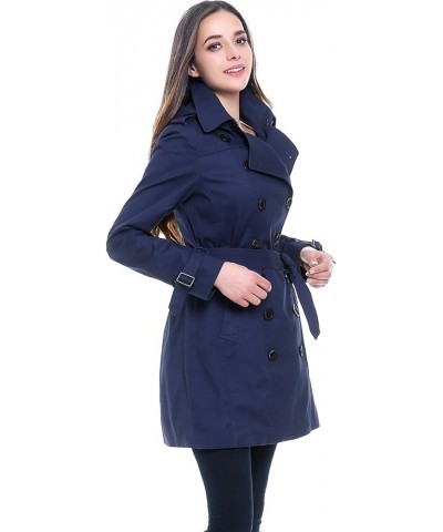 Women Leah Waterproof Hooded Mid Length Trench Coat Navy $34.85 Coats