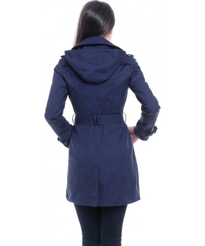 Women Leah Waterproof Hooded Mid Length Trench Coat Navy $34.85 Coats