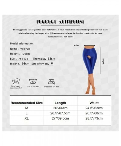 Womens Seamless Short Leggings Shiny Oily Cutout Tights Stretchy Base Layer Bottoms Light Purple $6.24 Leggings