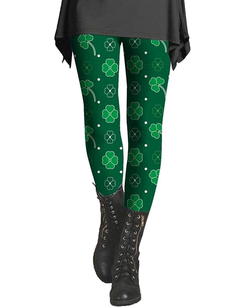 St. Patrick's Day Women's Irish Green Shamrock Leggings Clover Printed Stretchy Yoga Pants High Waisted Saint Tights 3-ag $7....