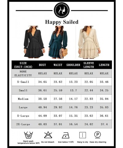 Womens Fashion Spring Summer Deep V Neck Long Sleeve Ruffle Layer A-Line Swing Mini Dress Solid Orange $19.74 Dresses