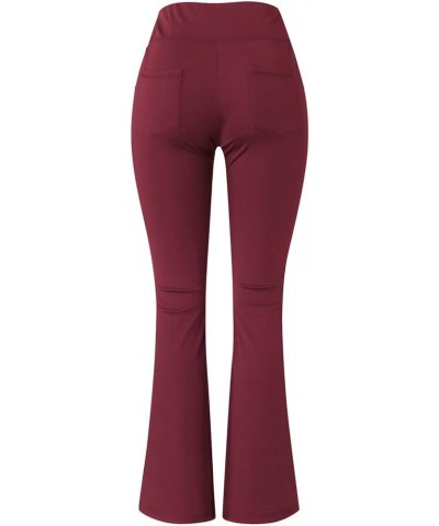 Flare Leggings for Women Tummy Control Crossover Yoga Pants High Waisted Wide Leg Bootcut Leggings with Pockets A2-red $4.12 ...