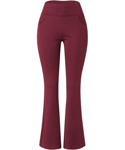 Flare Leggings for Women Tummy Control Crossover Yoga Pants High Waisted Wide Leg Bootcut Leggings with Pockets A2-red $4.12 ...