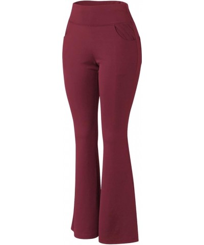 Flare Leggings for Women Tummy Control Crossover Yoga Pants High Waisted Wide Leg Bootcut Leggings with Pockets A2-red $4.12 ...