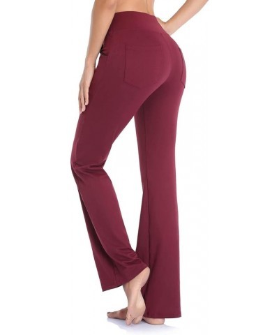 Flare Leggings for Women Tummy Control Crossover Yoga Pants High Waisted Wide Leg Bootcut Leggings with Pockets A2-red $4.12 ...