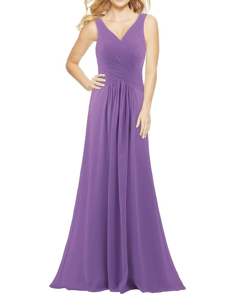 Women's V Neck Sleeveless 2023 Fall Elegant Long Bridesmaid Dress Formal Wedding Guest Evening Party Dress Light Purple $19.3...