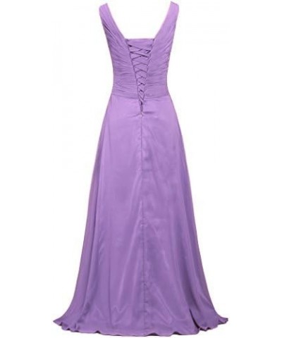 Women's V Neck Sleeveless 2023 Fall Elegant Long Bridesmaid Dress Formal Wedding Guest Evening Party Dress Light Purple $19.3...