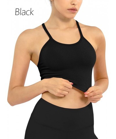 Women's Crop 3-Pack Washed Seamless Rib-Knit Camisole Crop Tank Tops Black-3 Pack (Crop) $13.59 Tanks