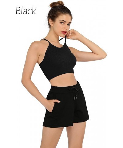 Women's Crop 3-Pack Washed Seamless Rib-Knit Camisole Crop Tank Tops Black-3 Pack (Crop) $13.59 Tanks