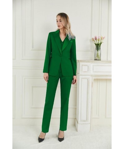 Women's Suiting Business Casual Clothes for Women Tuxedo Suit Office Satin Pant Suits for Women's 3 Piece Suit Teal $31.16 Suits