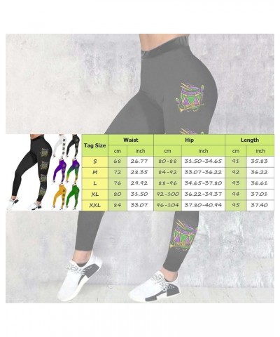 Mardi Gras Leggings for Women Plus Size High Waisted Buttery Soft Tummy Control Printed Yoga Pants for Workout Running Dark B...