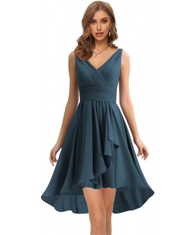 Women's Bridesmaid Dresses Short for Wedding Double V Neck Homecoming Dress Chiffon Formal Party Gowns Peacock $28.55 Dresses