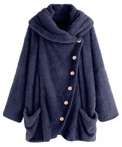 Winter Coats for Women Fleece Solid Fall Hoodies Long Sleeve Fashion Warm Fur Jackets Soft Outwear Plus size 08navy $10.73 Ja...