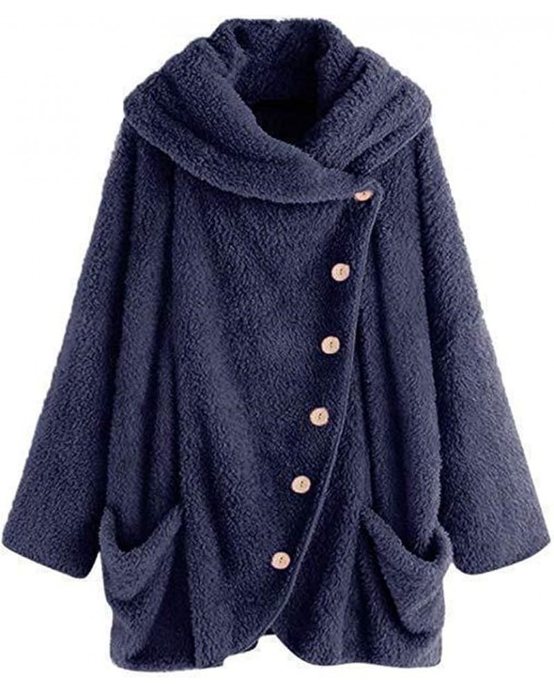 Winter Coats for Women Fleece Solid Fall Hoodies Long Sleeve Fashion Warm Fur Jackets Soft Outwear Plus size 08navy $10.73 Ja...